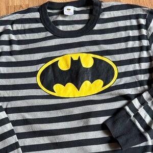 Hanna Andersson Adult Unisex L Batman Striped Long John Pajama Sleeve Shirt